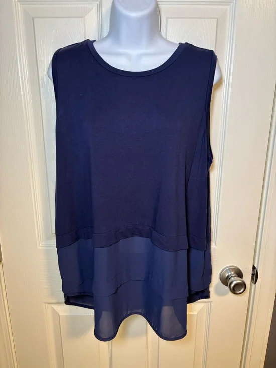 True Navy Blue Michael Kors tank with sheer panel size XL NWT - Picture 1 of 4